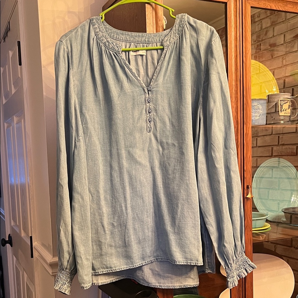 Sonoma Light Blue Blouse with Button Detail